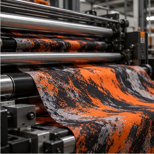 Baskı aşamasının temsili tekstil üretim görseli